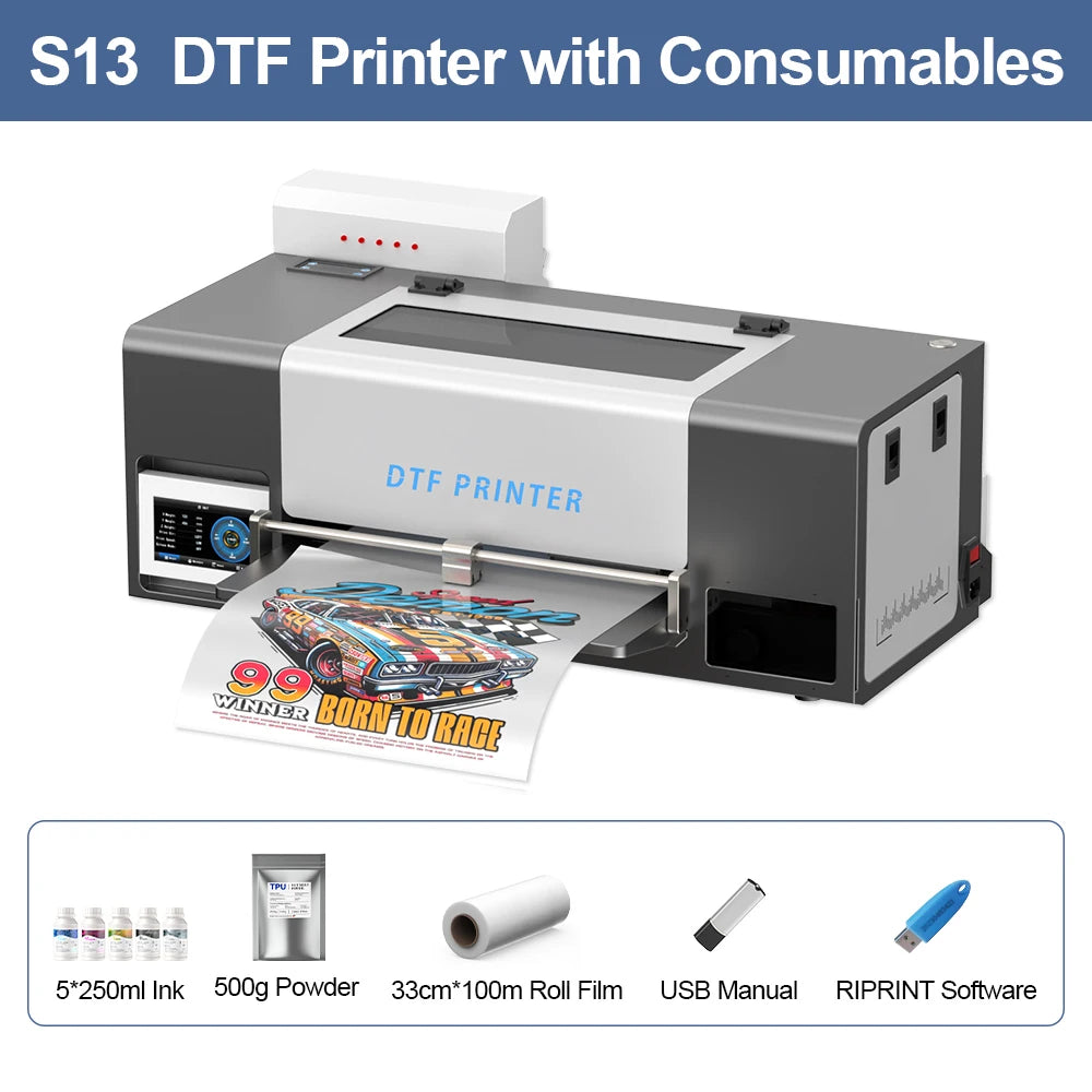 A3 DTF Printer with Powder Shaker 13Inch Direct to Film Printer for Epson XP600 T-Shirt Printing Machine DTF Printer for Clothes