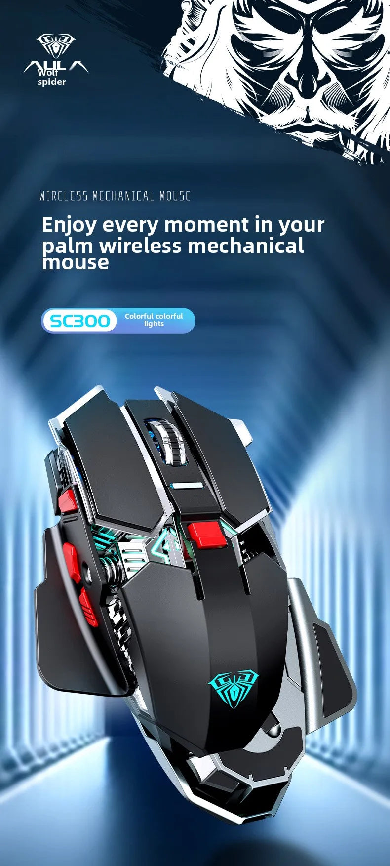 2025 New SC300 Wireless 2.4G Gaming Mouse RGB 3200dpi Rechargeable Silent Mechanical E-sports Mouse for Desktop Computer Laptop