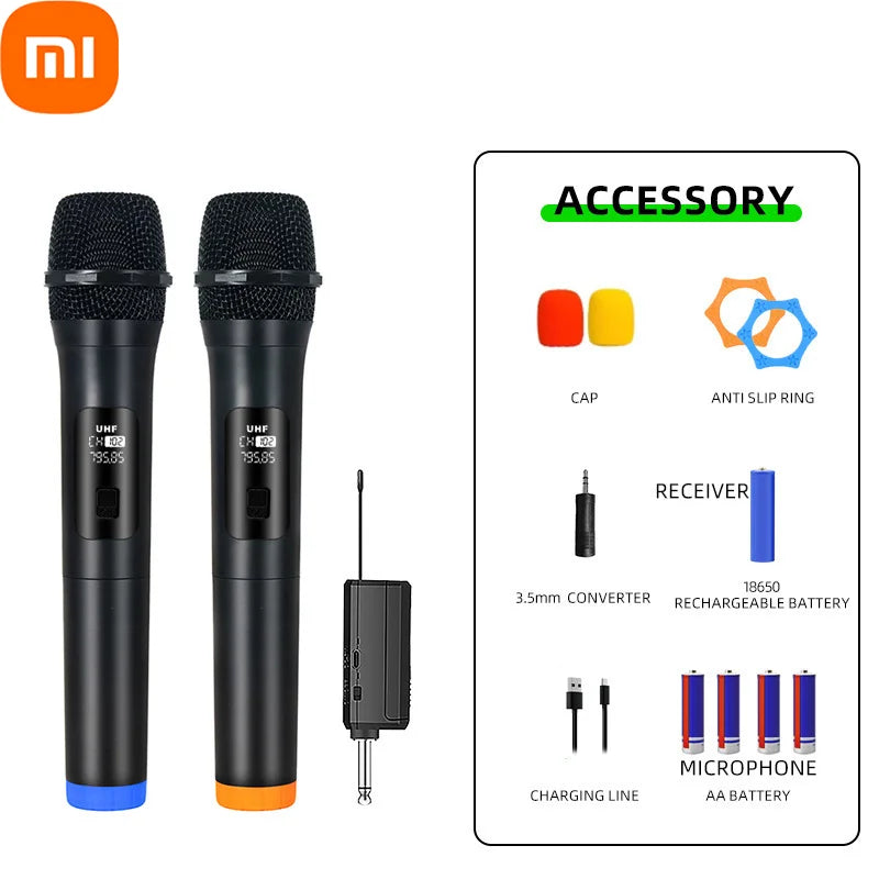 Xiaomi Wireless Microphone 2.4G UHF Fixed Frequency 2 Channels Handheld Micphone For Live Party Karaoke Professional Meeting
