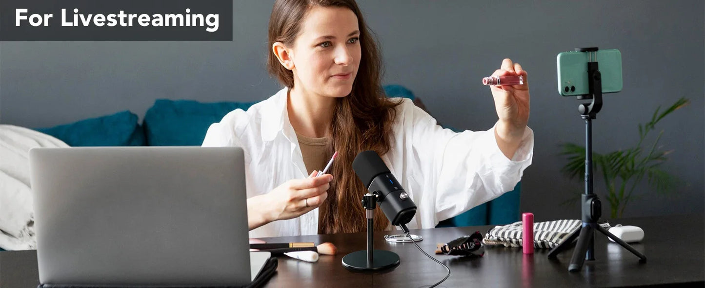 NearStream Condenser USB XLR Microphone Desktop Plug-and-Play Professional Mic pc for Gaming Streaming podcast studio Recording