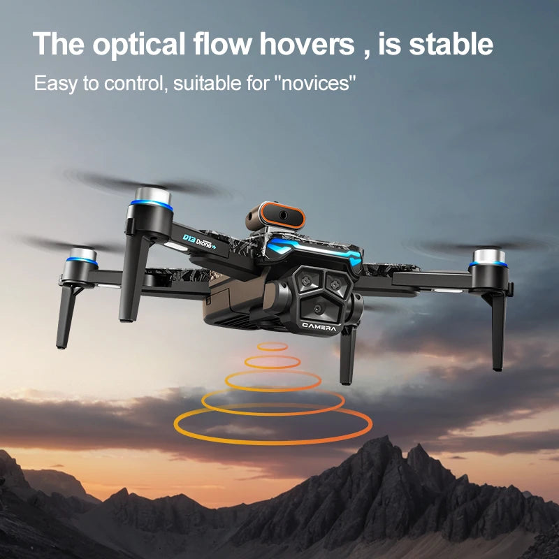 New D13 Drone 4K Professional Three HD Camera with Large Screen 5G WIFI FPV Dron Brushless Optical Flow Hover Folding Quadcopter