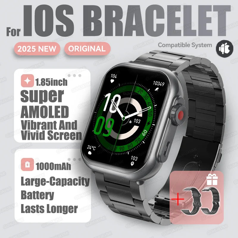 2025New For XIAOMI IOS Watch Ultra2 Smart Watches Women 1000mAh 1.85" AMOLED Full Touch Screen BT Call Ladies Fashion Smartwatch