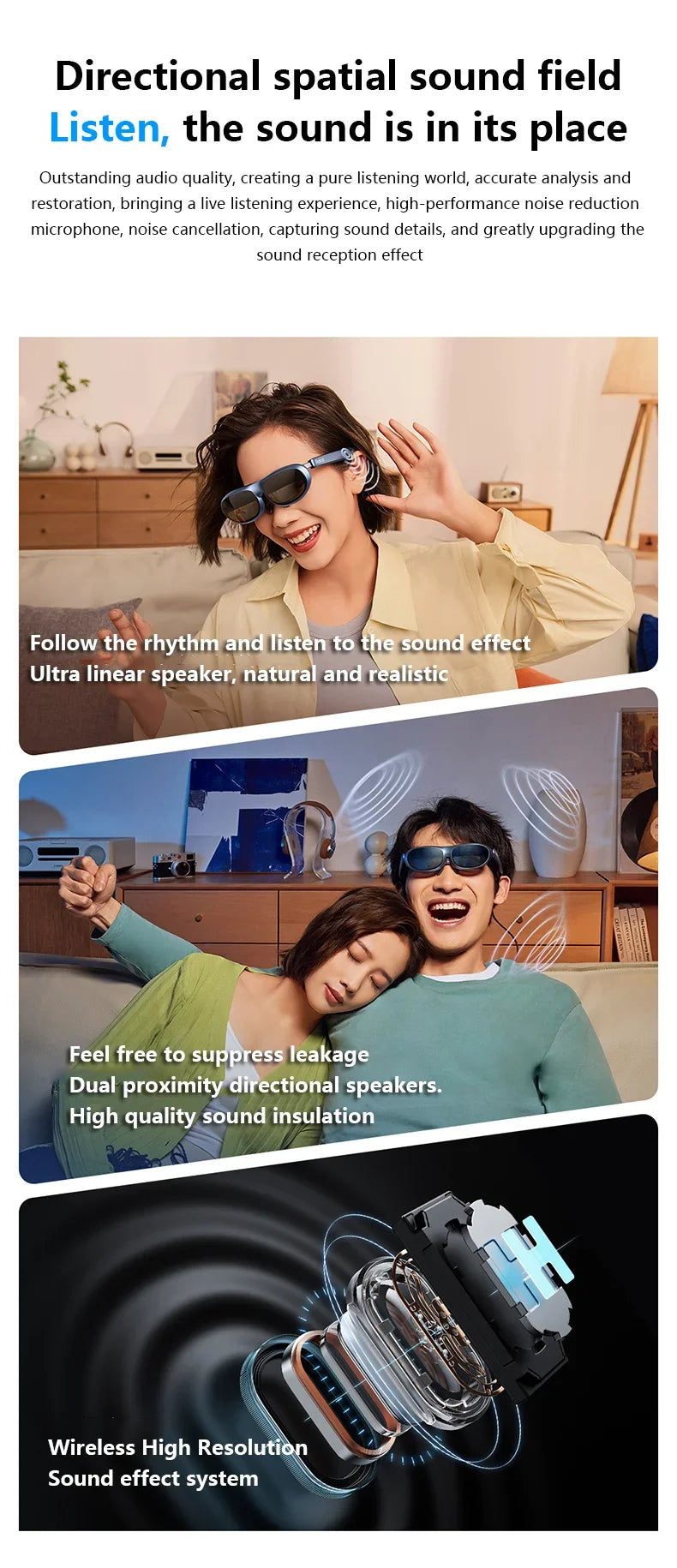 Rokid Max AR Smart Glasses Micro OLED 3D 215”Max Giant Screen Theater Viewing For Phones/Switch/PS5/Xbox/PC