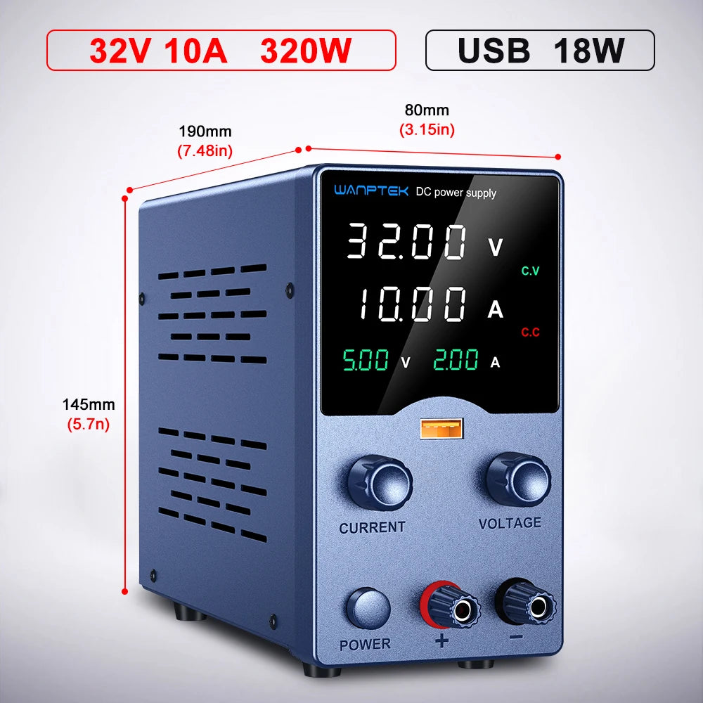 Wanptek DC Power Supply 30V 10A 60V 5A 120V 3A Adjustable Laboratory Power Supply with USB fast Charging Bench Power Supplies