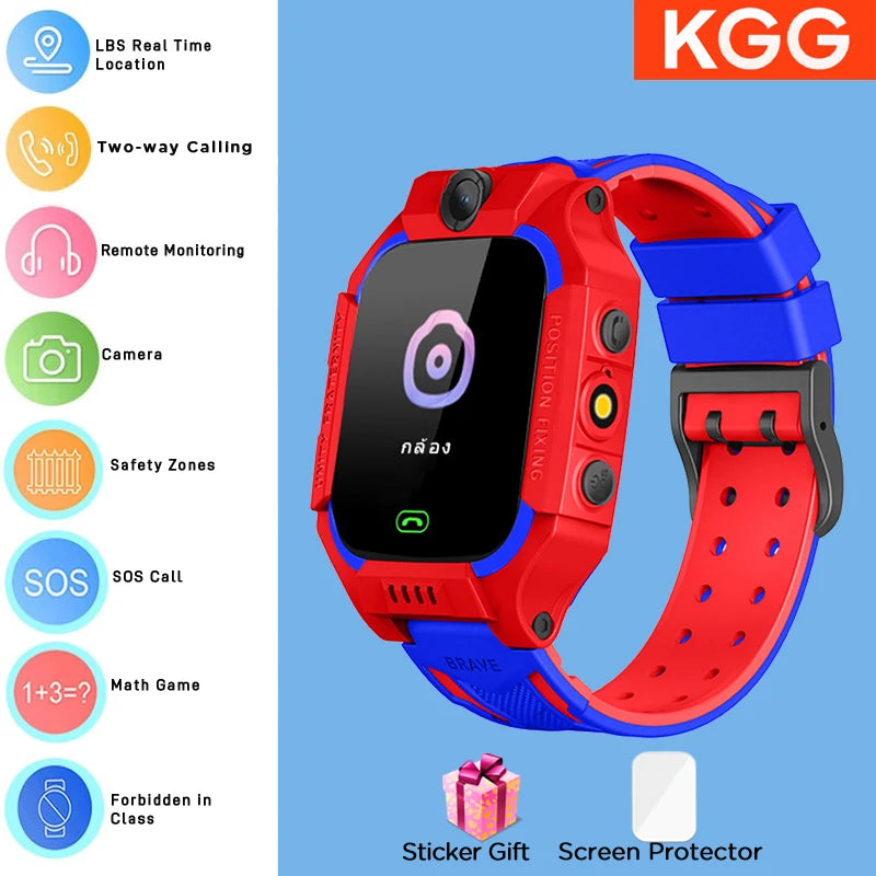 ﻿ 4G Sim Card 2G Internet Kids Smart Watch SOS Call LBS Location Child SmartWatch Camera Waterproof Phone Watch with Sticker
