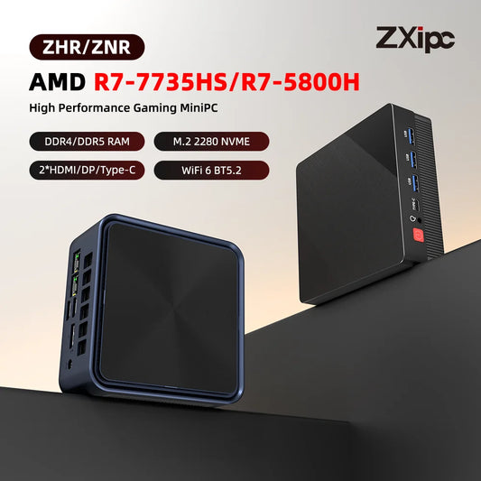ZXIPC Mini PC Ryzen 7 5800H 6600H 7735HS 4500U DDR4 16GB 512GB Nvme SSD WIFI6 BT5.2 Desktop MINI PC Gamer Computer Four Display