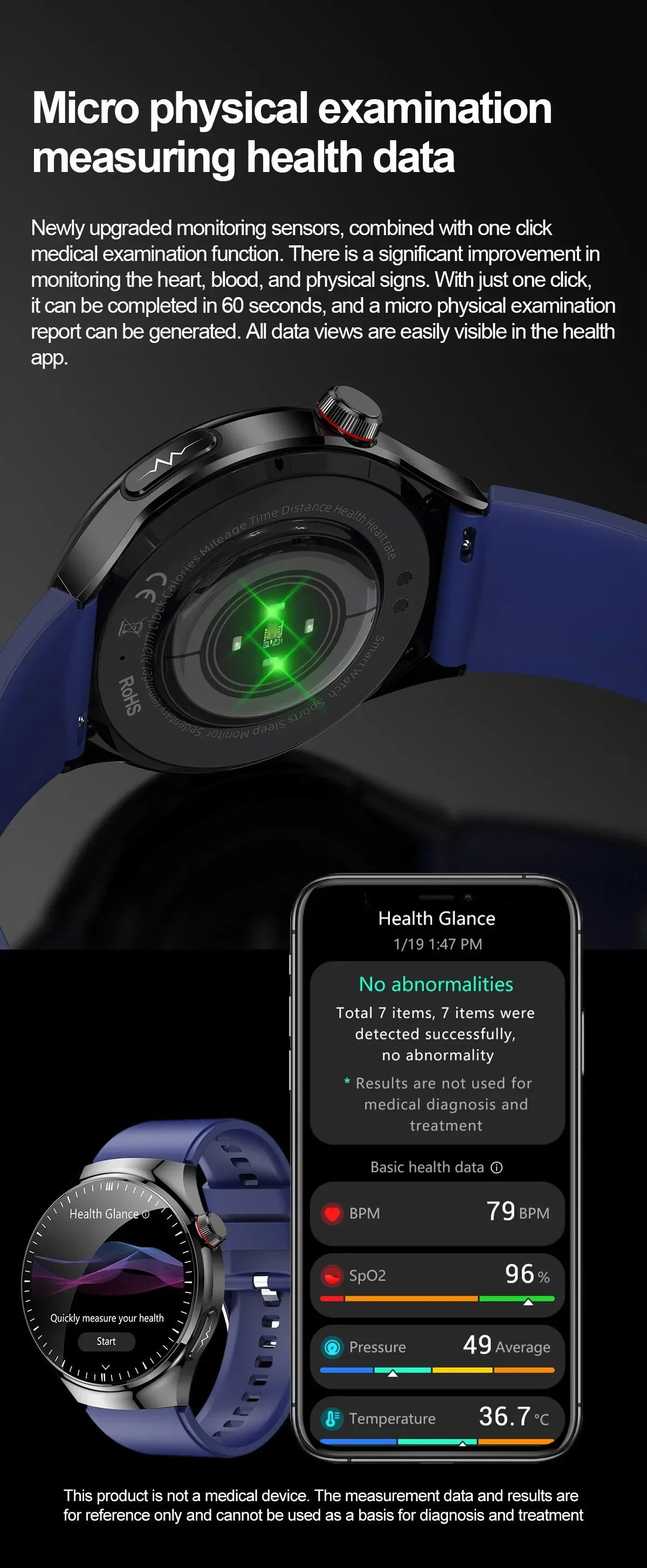Xiaomi New Medical Grade Smart Watch Blood Sugar Blood Lipid Uric Acid ECG+PPG Body Temperature Bluetooth Call Health Smartwatch
