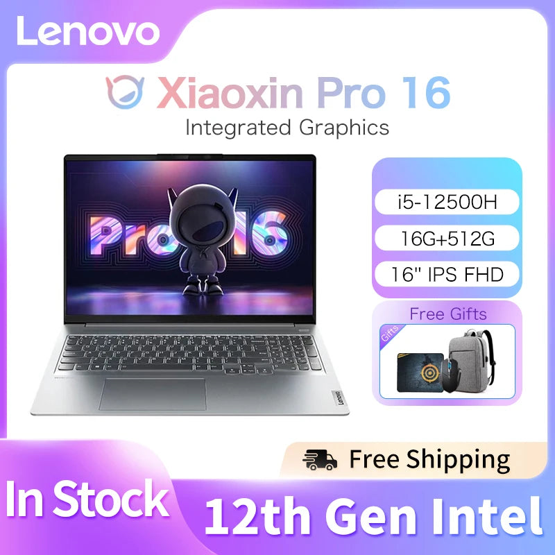 Lenovo Xiaoxin Pro16 2021 Laptop AMD Ryzen 7 5800H/R7-6800H/i5-12500H 16Inch 2.5K 120Hz 16GB RAM 512GB SSD Notebook