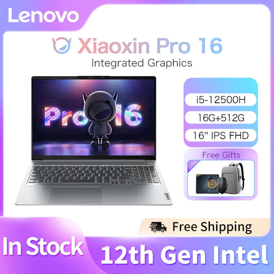 Lenovo Xiaoxin Pro16 2021 Laptop AMD Ryzen 7 5800H/R7-6800H/i5-12500H 16Inch 2.5K 120Hz 16GB RAM 512GB SSD Notebook