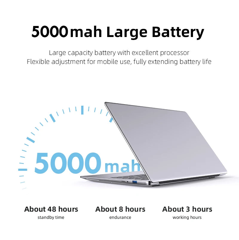 Xiaman Laptop Computer Windows 11 Pro Intel Atom A3950 Quad-Core 2025 Notebook PC 12GB RAM 1TB 2TB SSD 1920*1080 Office Computer