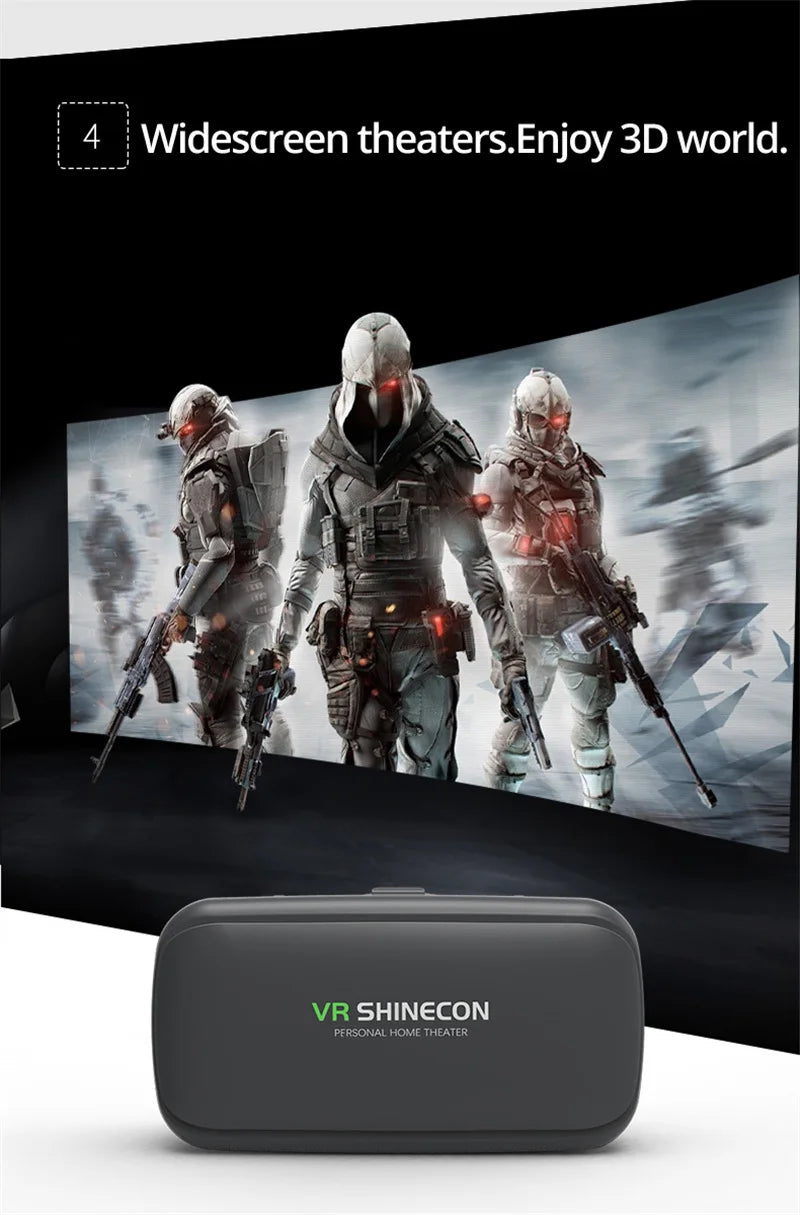 Gafas  3D vitualles, Shinecon Casque Viar 3D, auriculares de realidad virtual, lentes para teléfono inteligente, binoculares para videojuegos