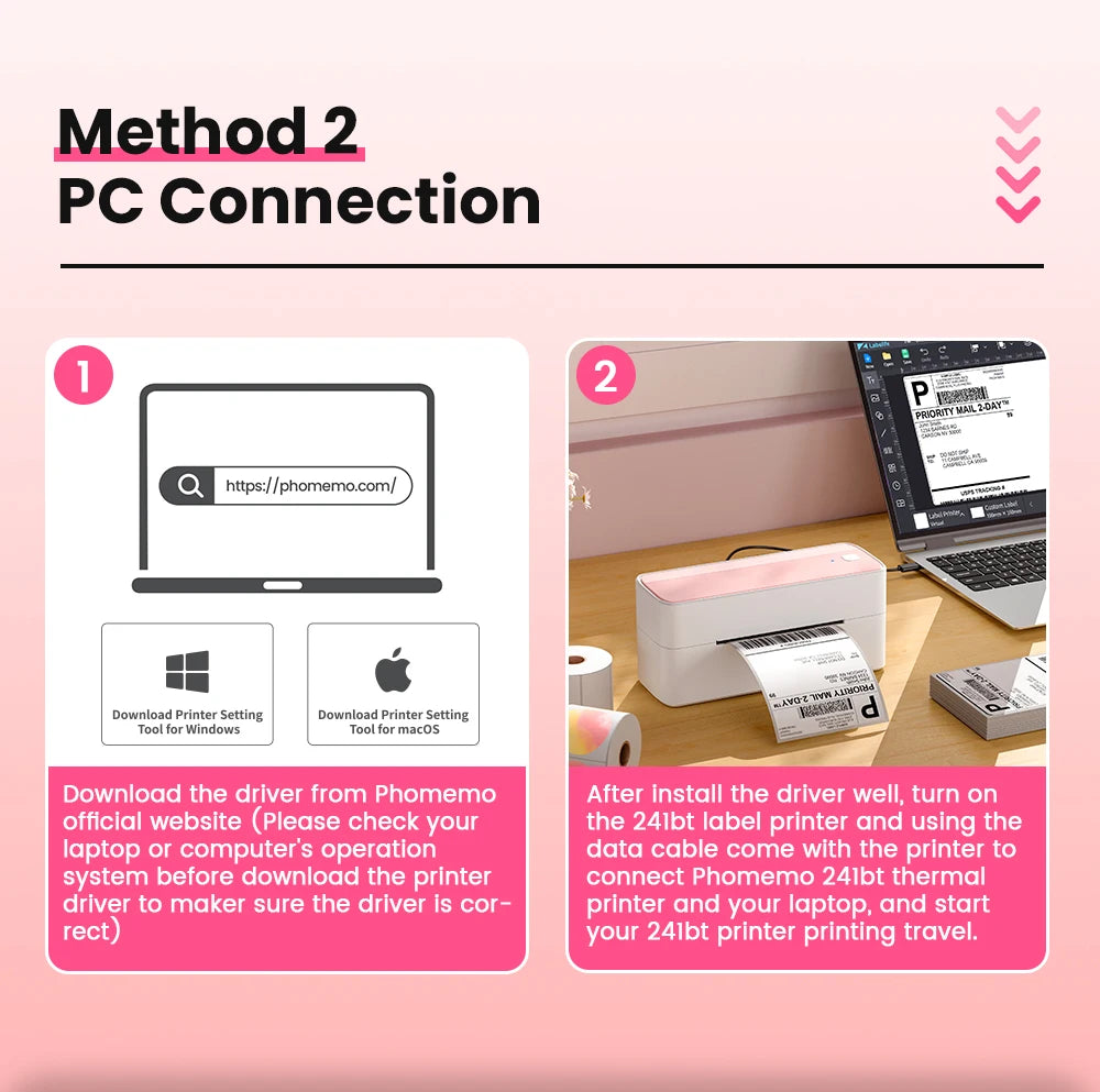 【Droshipping】Phomemo PM-241-BT Shipping Label Printer 4X6 Wireless Shipping Labels Printer for Small Business