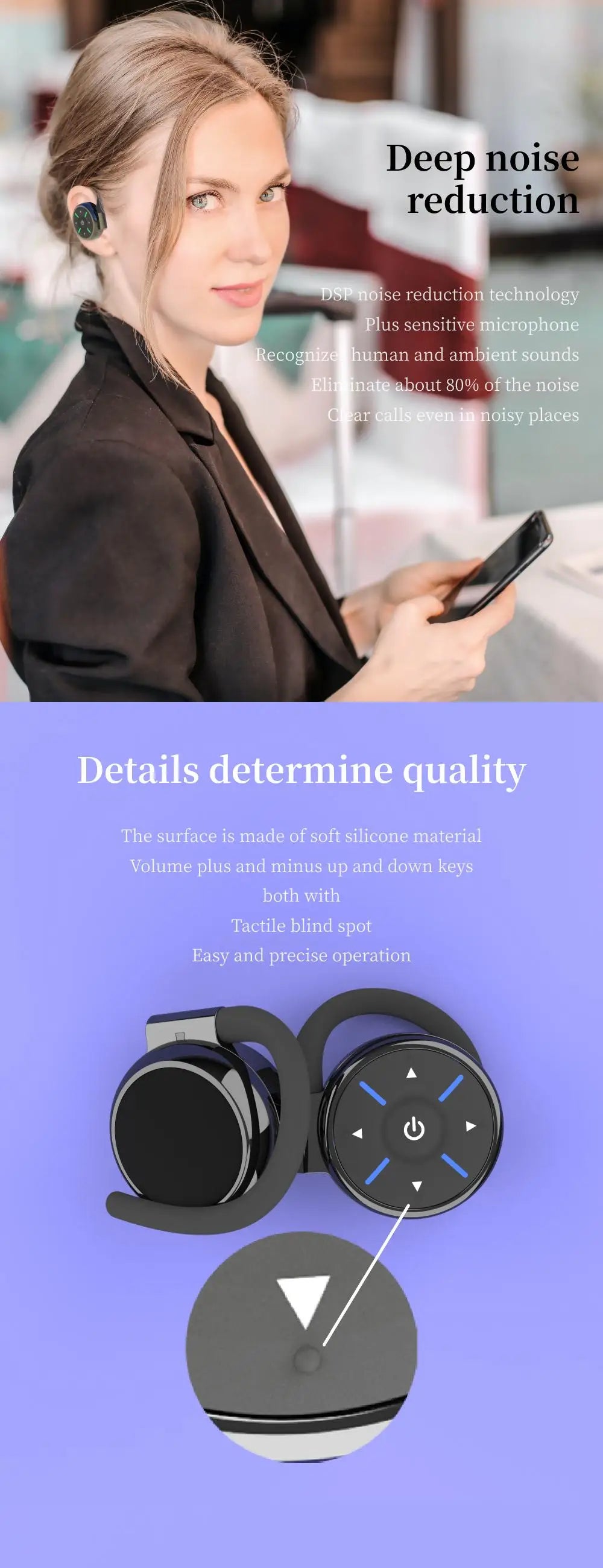 TWS Wireless Earphones Bluetooth Noise Canceling earbuds Stereo Headphones Sports Gaming Headset With Mic for Smartphones Xiaomi