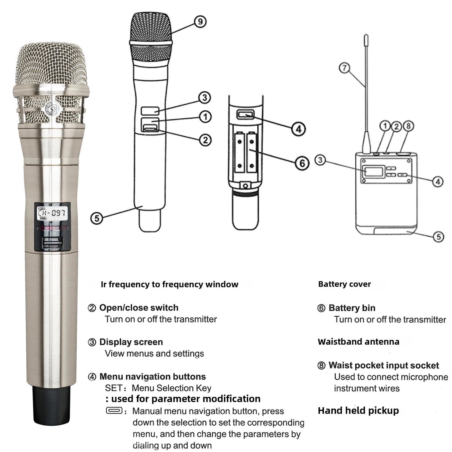 Leicozic Professional Wireless Microphone Chrome KSM8 AD4D Fit Beta58 Beta87a Dual Microfone Lapel Headset Mic Stage Performance