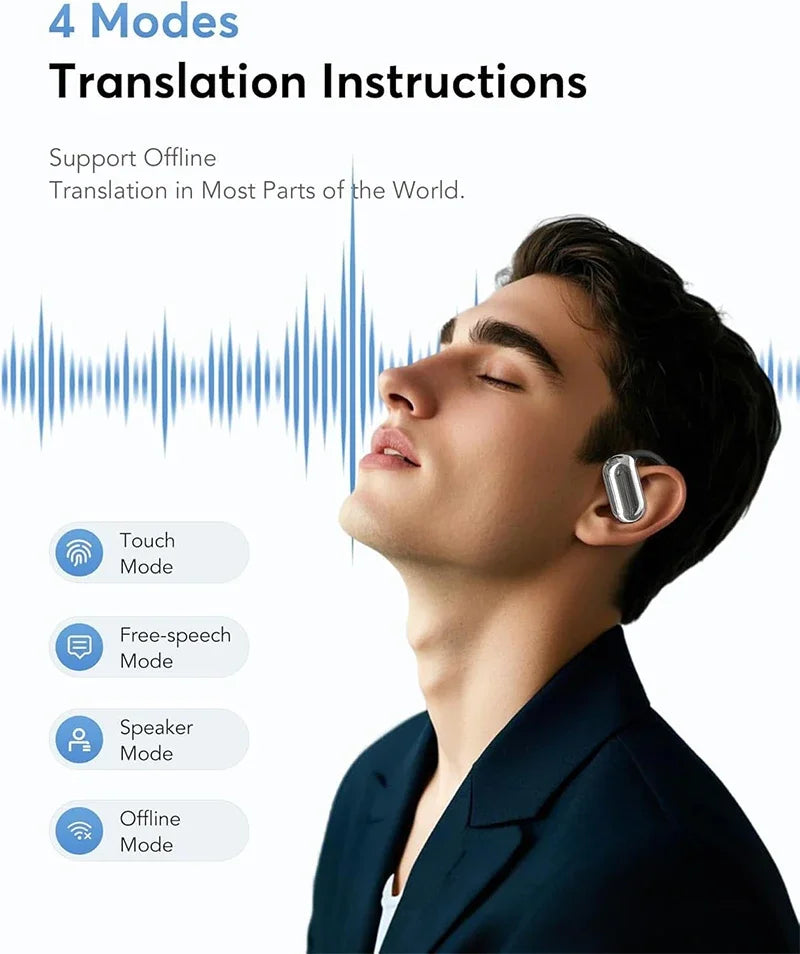 UYUXIO AI Language Translating Earbuds with 144 Languages Real Time Translator Earphone OWS Headphone Ear Buds for Business