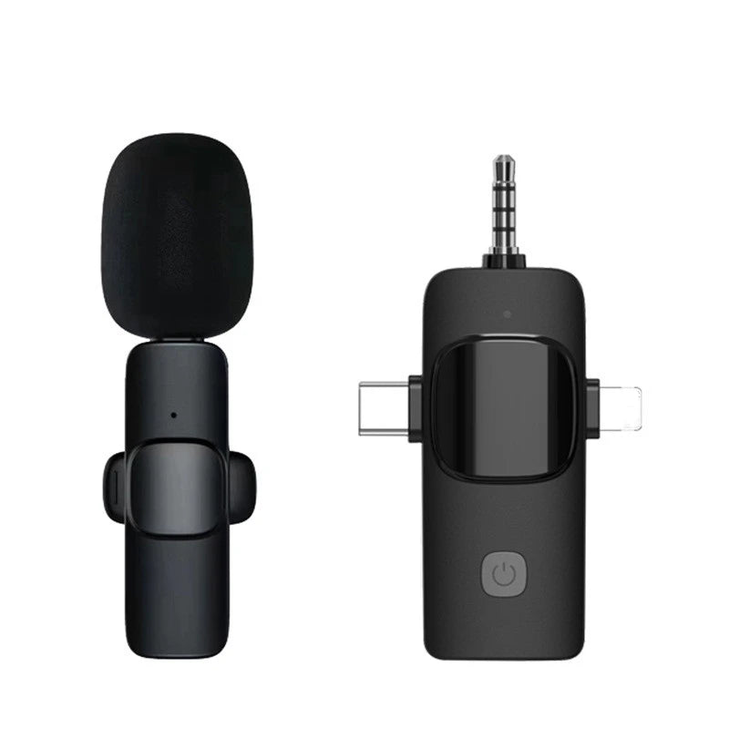 3 In 1 Wireless Lavalier Microphone for Android 3.5mm for radio Live Recording Noise Reduction Professional Mini Microph