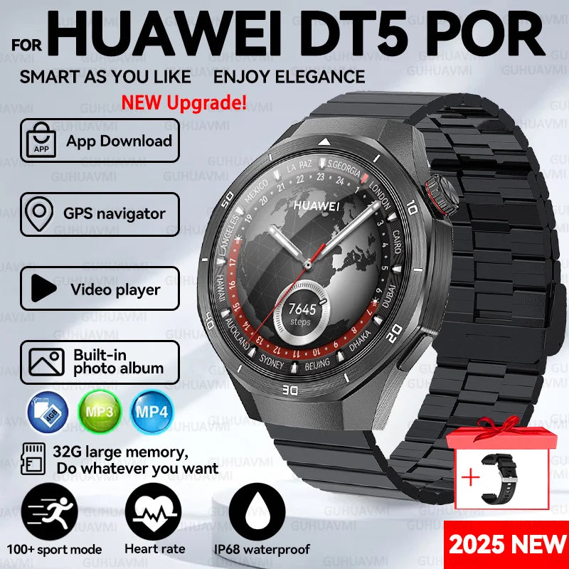For HUAWEI GT 5 Pro 2025 New SmartWatches 32Gb Memory MP3&MP4 APP Download AGPS Navigation map Bluetooth call NFC SmartBracelet
