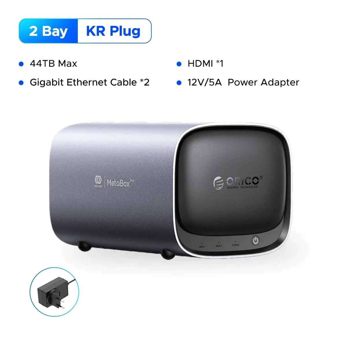 ORICO 2/5 Bay NAS MetaBox Home Storage 3.5" Type-C Network Attached Storage Support Remote Access Share Data Private Cloud