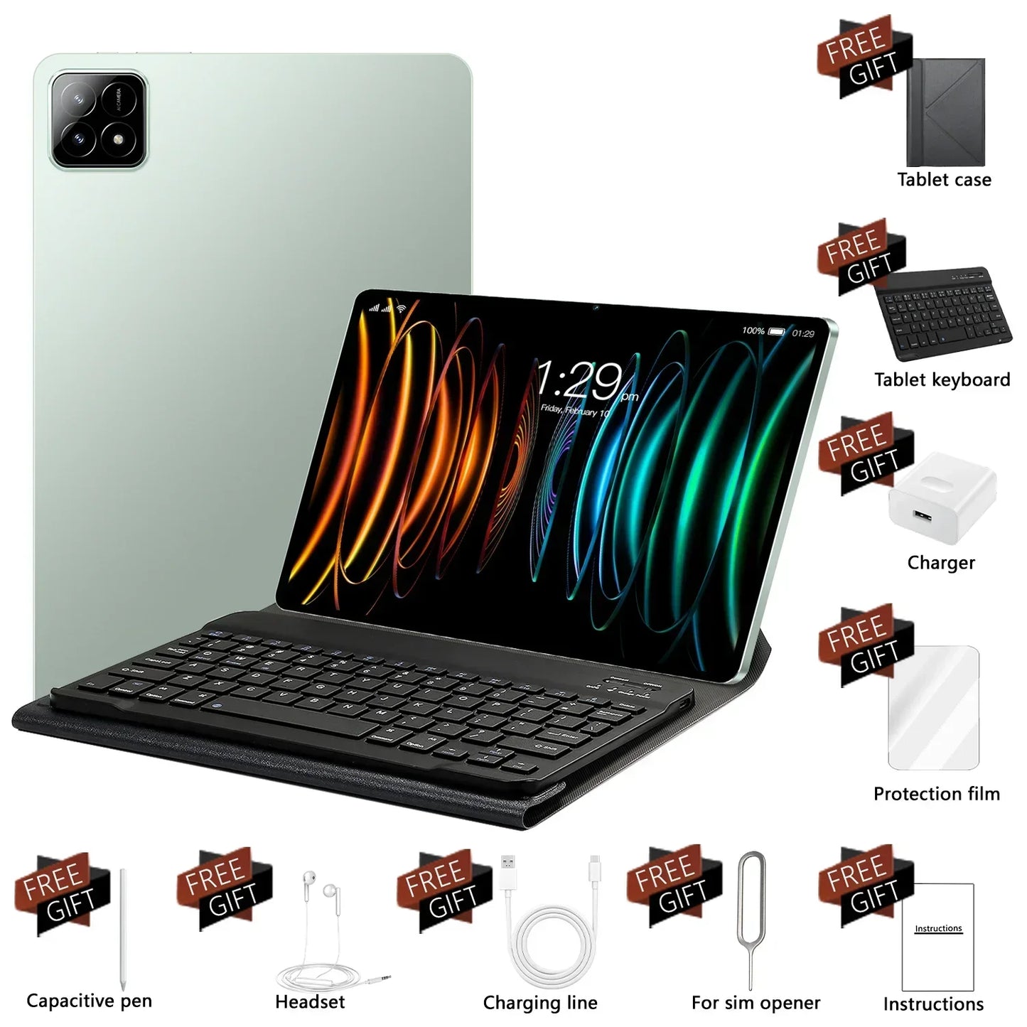 2025 New Pad 7S Pro Tablets 22GB+2TB Android 14 10.1 inch Tablet PC Original Snapdragon888 Global Version 5G Duel SIM Card WIFI