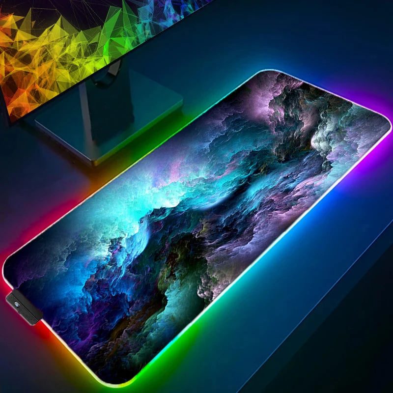 Cool Space Large RGB Mouse Pad Gaming XXL Mousepad LED Mause Pad Gamer Copy Mouse Carpet MausePad PC Desk Pad Mat with Backlit