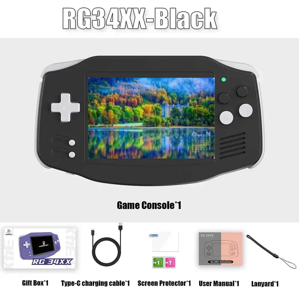 ANBERNIC RG34XX Handheld Game Console 3.4inch IPS Screen Linux 64-bit System RG 34XX 32G Retro Video Game Players WiFi PSP Gift