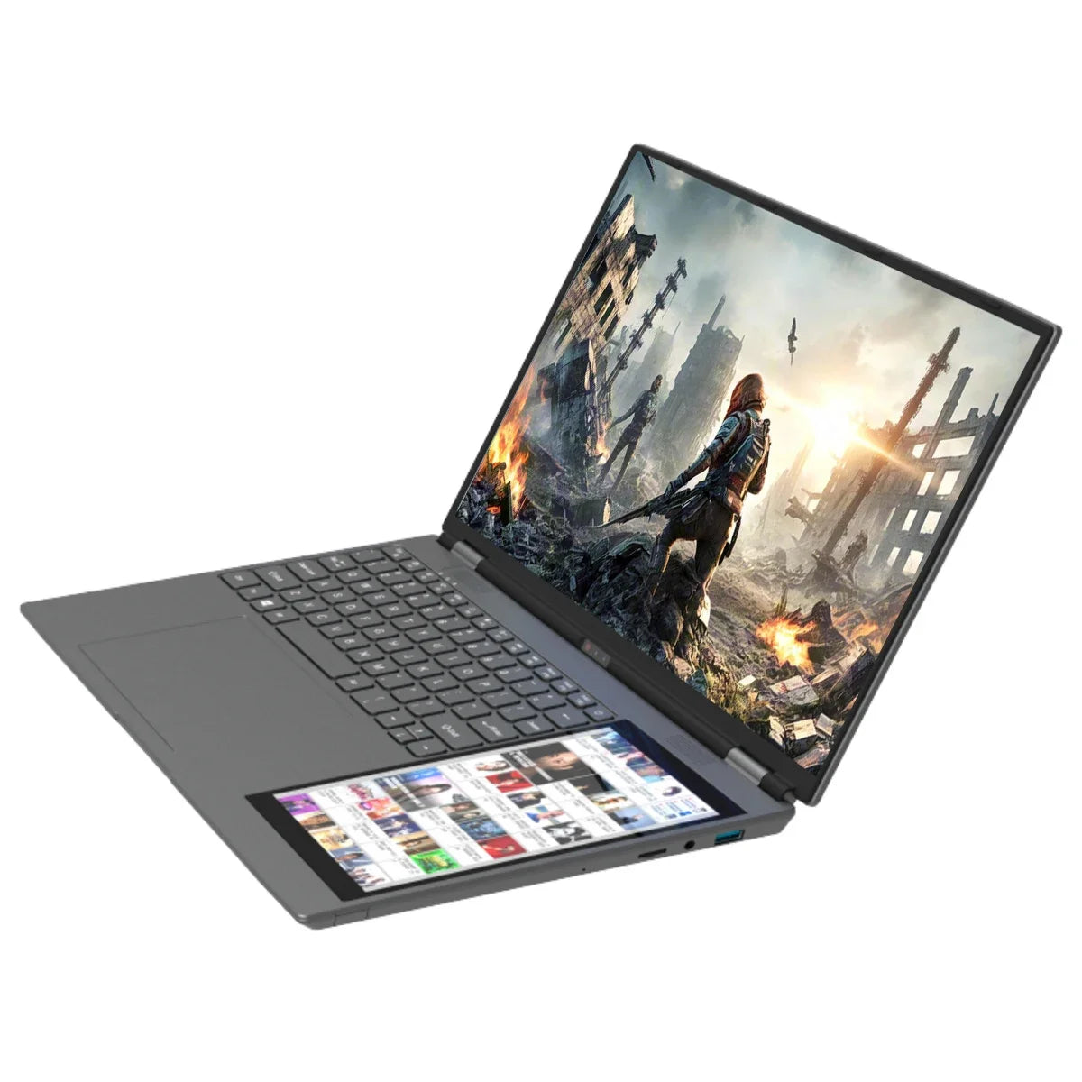 CARBAYTA 15.6"+7" Dual Screen Laptop Computer, Intel N95 32GB/16GB DDR4 RAM, RGB Backlit Keyboard 7" Touch Screen Notebook PC