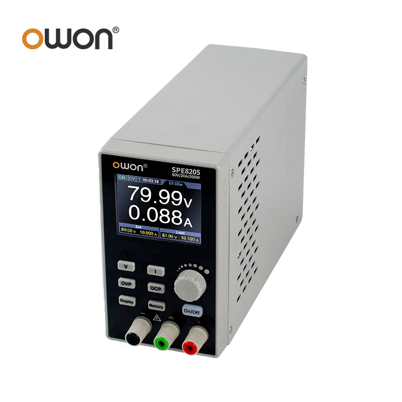OWON SPE8205 SPE8105 Programmable DC Power Supply, 80V 10/20A 500W Portable Laboratory Power Supply List Waveform Editing Output