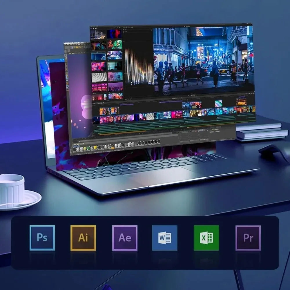 N5095 15.6" Laptop, Up to 32GB RAM 2TB Windows 10/11 Pro, Black backlit English Russian keyboard Portable Notebook