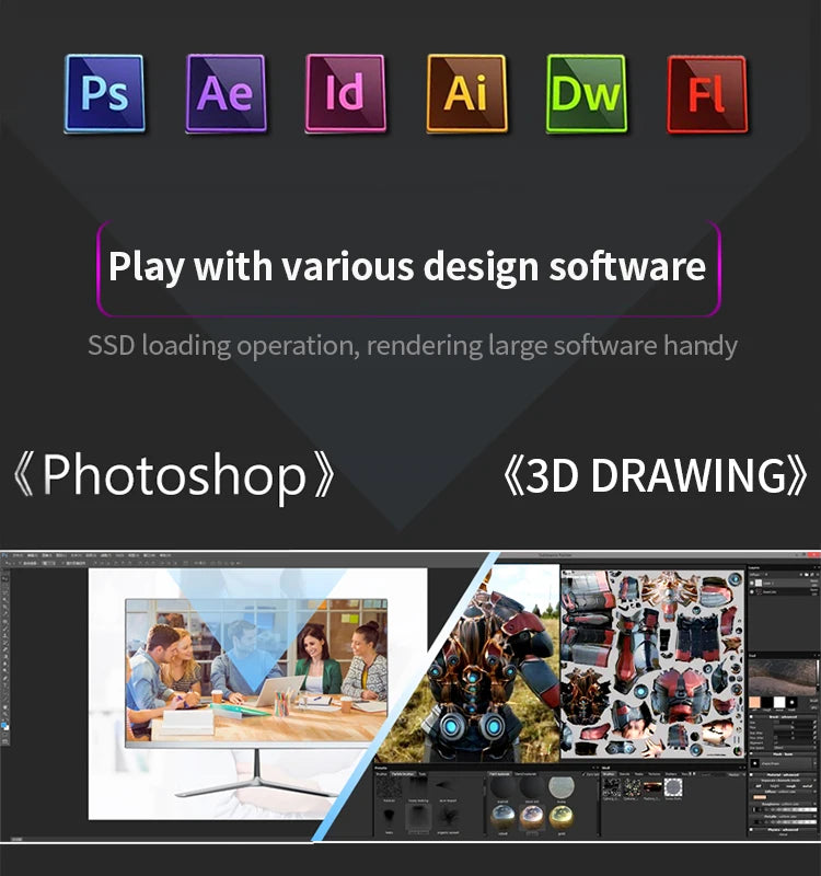 All in One Desktop Computer Intel Core i7-3770 8GB DDR3 SSD 24 Inch Gaming PC Complete Full Set Monoblock PC All In One Computer