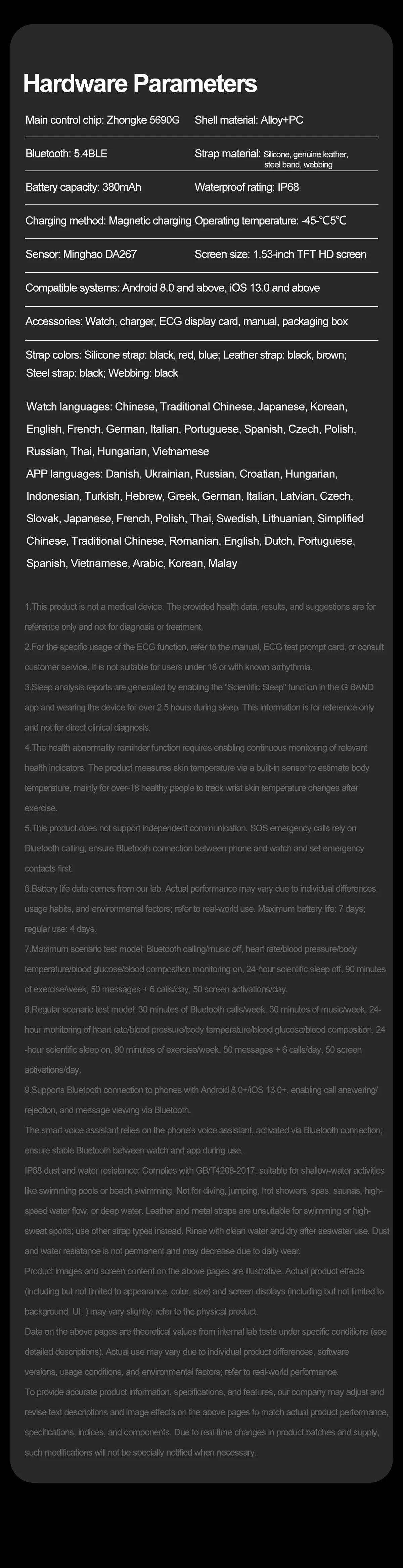 2025 New Body Fat Analysis Health Smart Watch ECG+PPG Uric Acid Blood Pressure Blood Oxygen Clock Call Smart Watch For Men Women