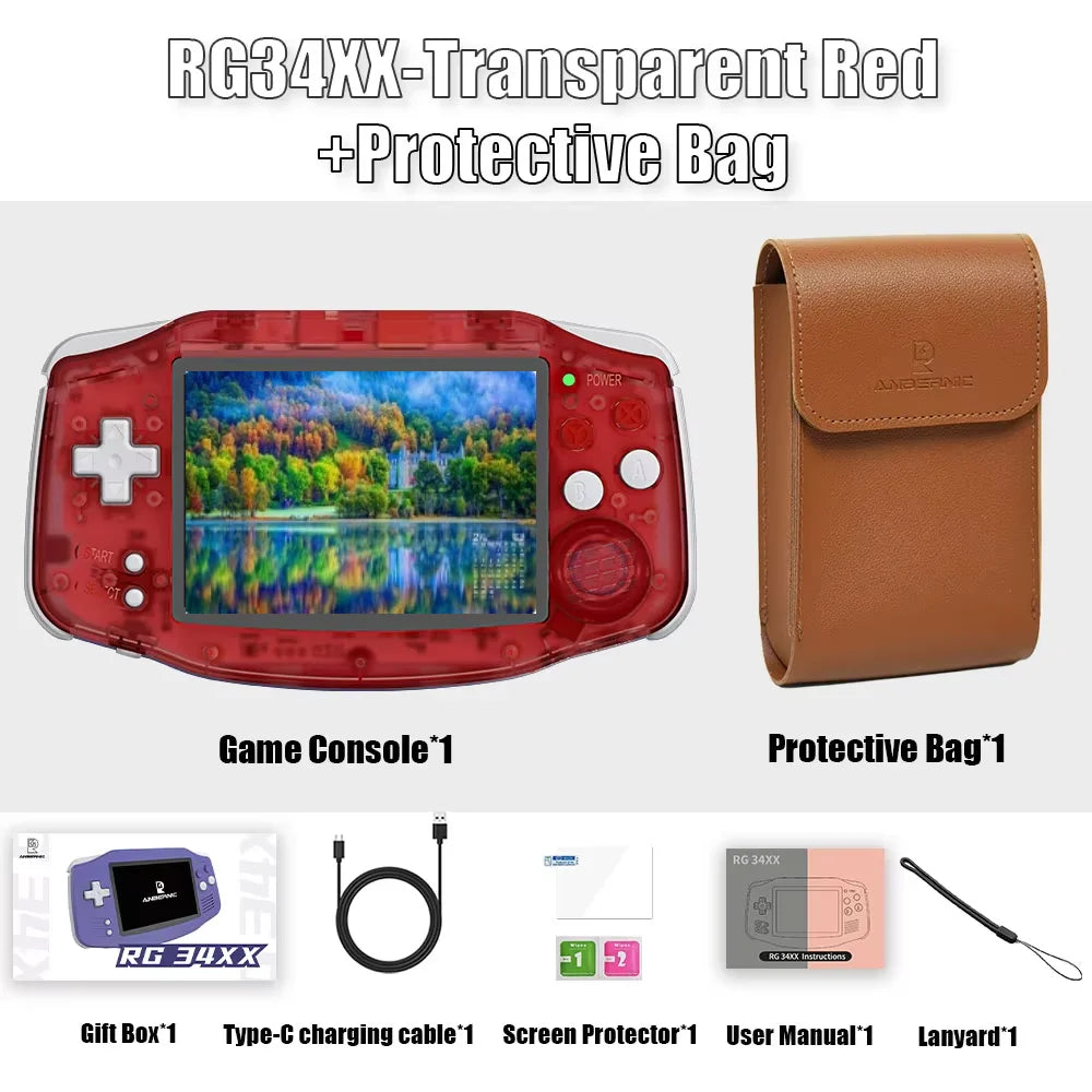 ANBERNIC RG34XX Handheld Game Console 3.4inch IPS Screen Linux 64-bit System RG 34XX 32G Retro Video Game Players WiFi PSP Gift
