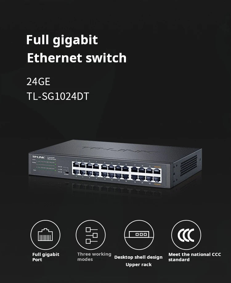 TP-LINK Full-gigabit Network Monitoring 24-port Switch 1000M Network Cable LAN Splitter Ethernet HUB TL-SG1024DT