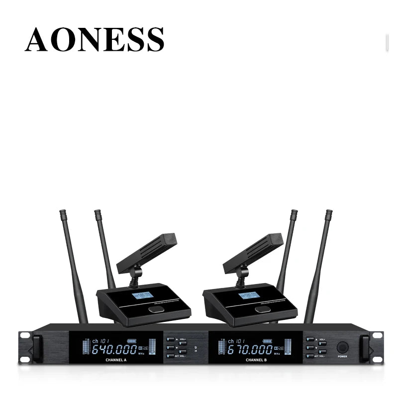 UHF Professional Wireless Microphone 2-channel Metal Handheld  Karaoke Singing Stage Wedding Performance Conference Microphone