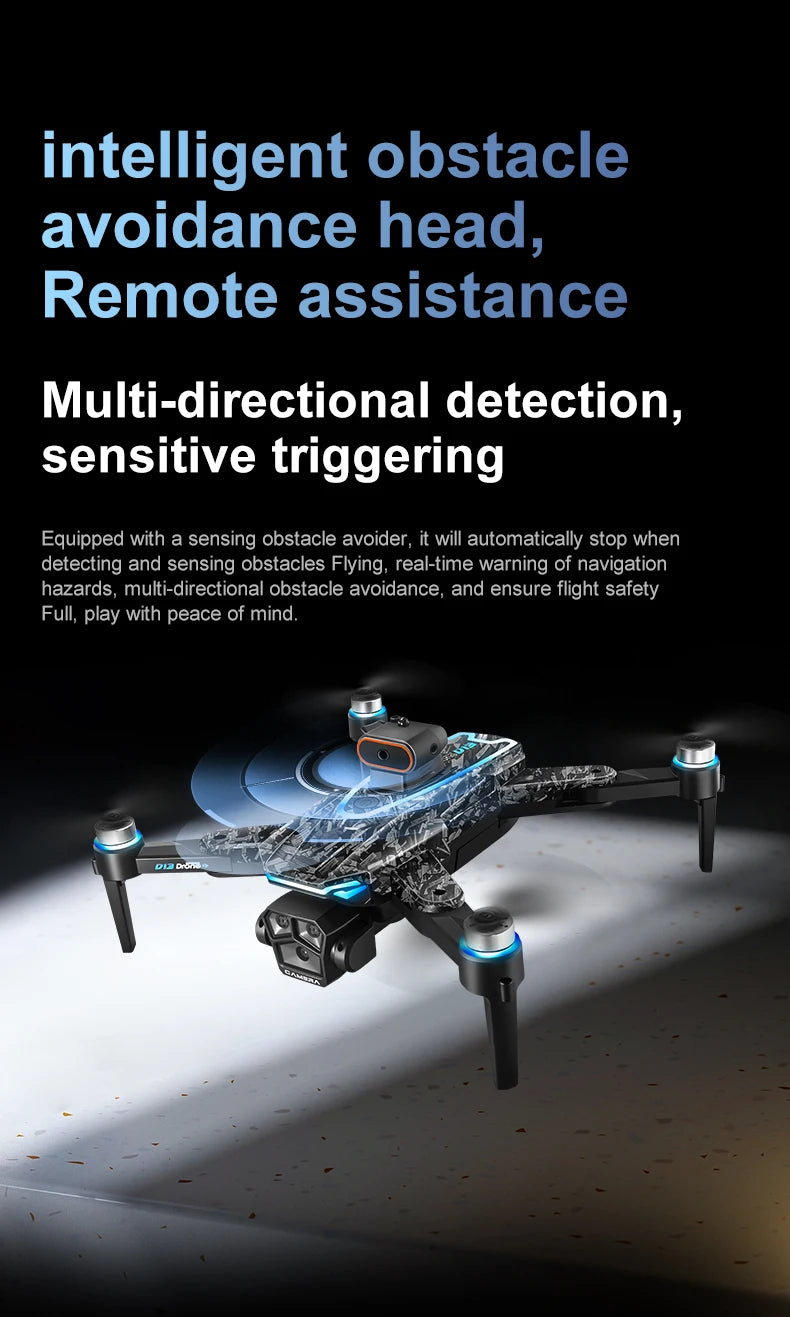 New D13 Drone 4K Professional Three HD Camera with Large Screen 5G WIFI FPV Dron Brushless Optical Flow Hover Folding Quadcopter