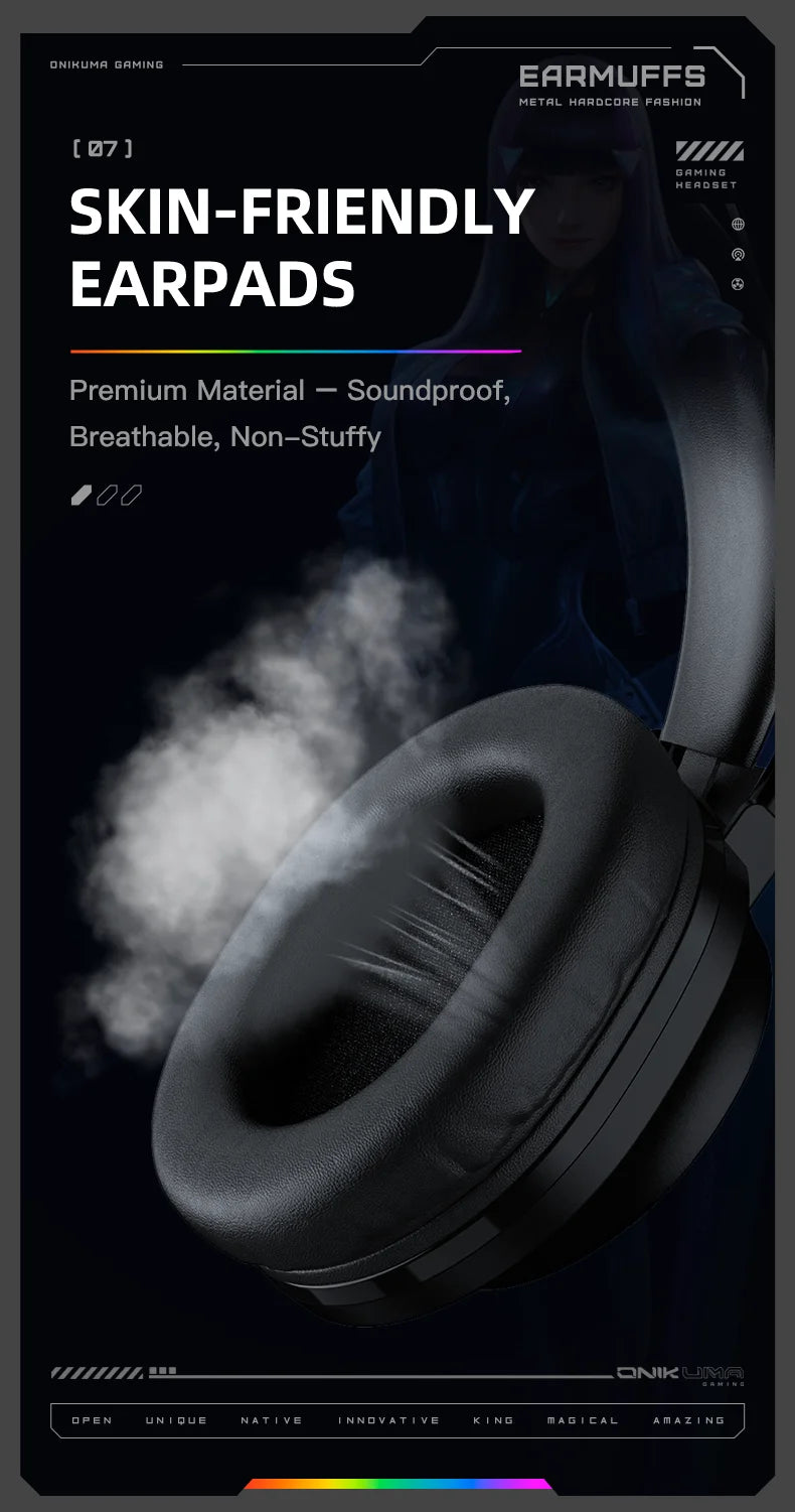 ONIKUMA X92 Gaming Headset Esports Package New FULL RGB Light Design Headphones with Mic Headphone for PC Gamer Game Accessories