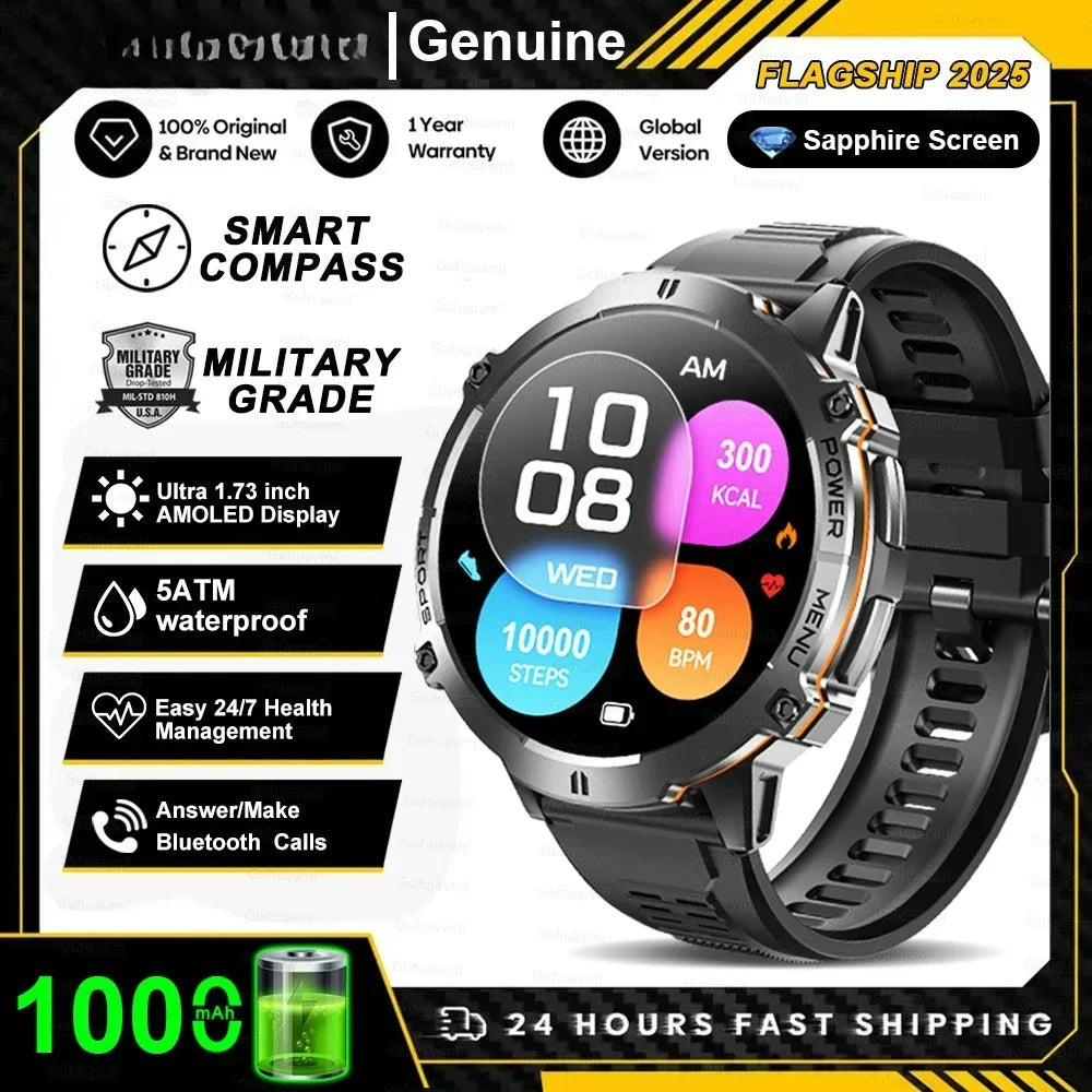 Xiaomi 2026 battery AMOLED screen Outdoor sports smartwatch men's watch compass 10ATM waterproof Bluetooth call smartwatch