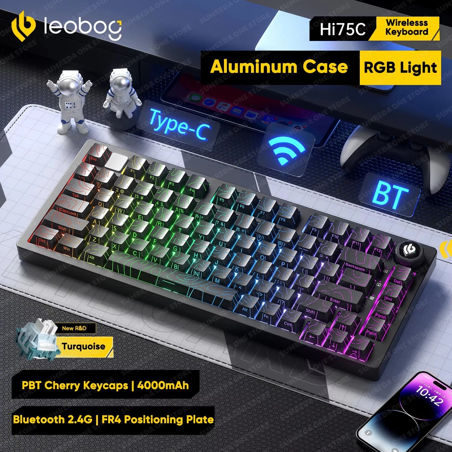LEOBOG Hi75C Pro Hi75 Sugar65 Custom Mechanical Keyboard Aluminum Kits Hot Swap Wired Gaming Keyboard RGB Gamer Gasket Keyboard