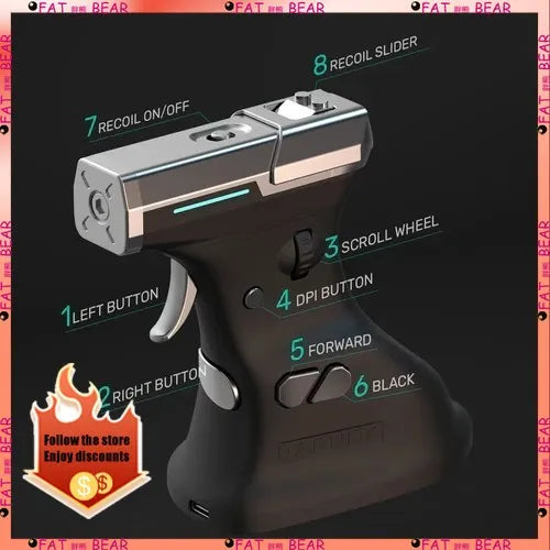 Ragnok 3 Gun ErgoStrike 7 Next-Gen Gaming Mouse for Shooting Games Recoil Feature Included for Enhanced FPS Immersion Ergonomics