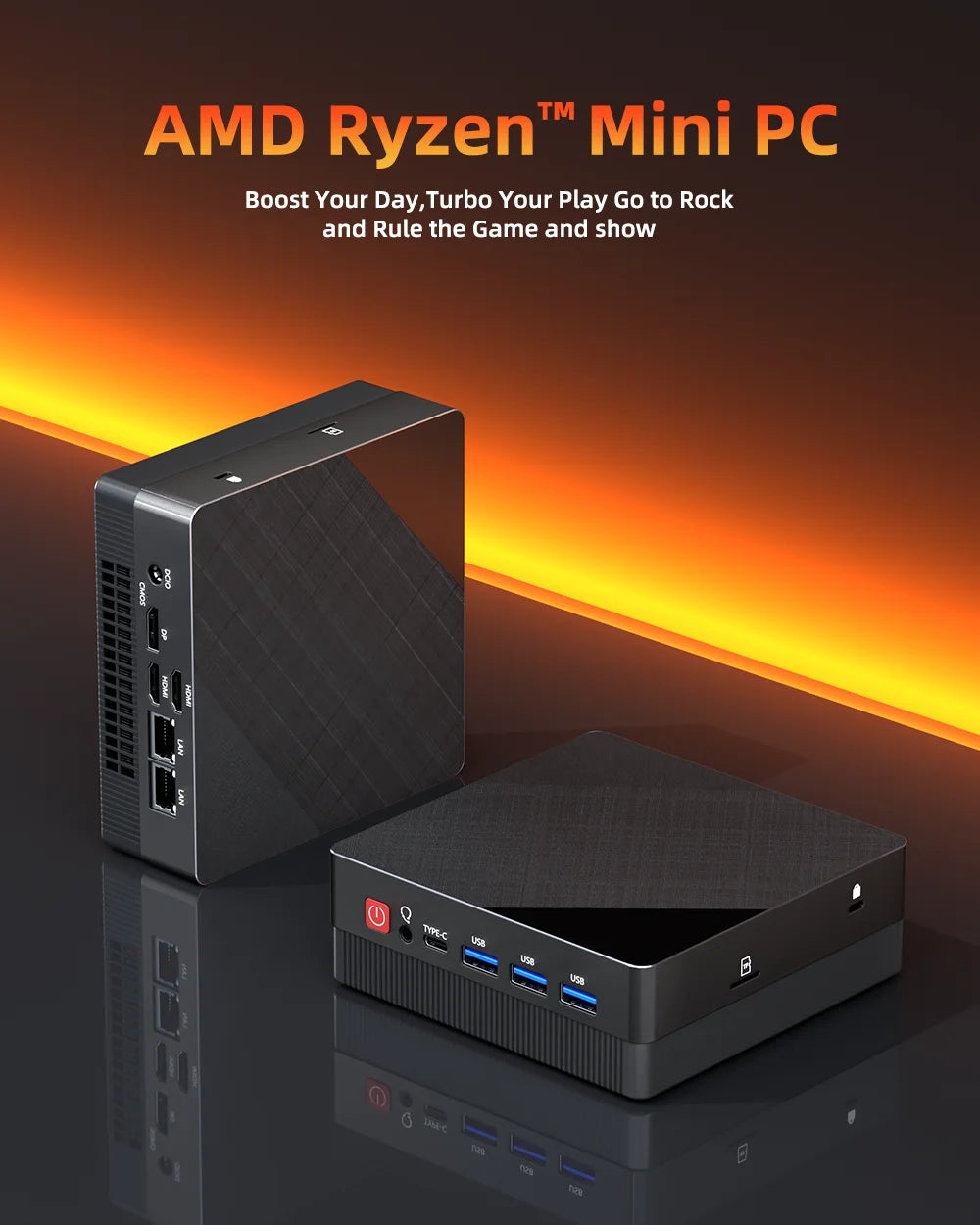 ZXIPC Mini PC Ryzen 7 5800H 6600H 7735HS 4500U DDR4 16GB 512GB Nvme SSD WIFI6 BT5.2 Desktop MINI PC Gamer Computer Four Display