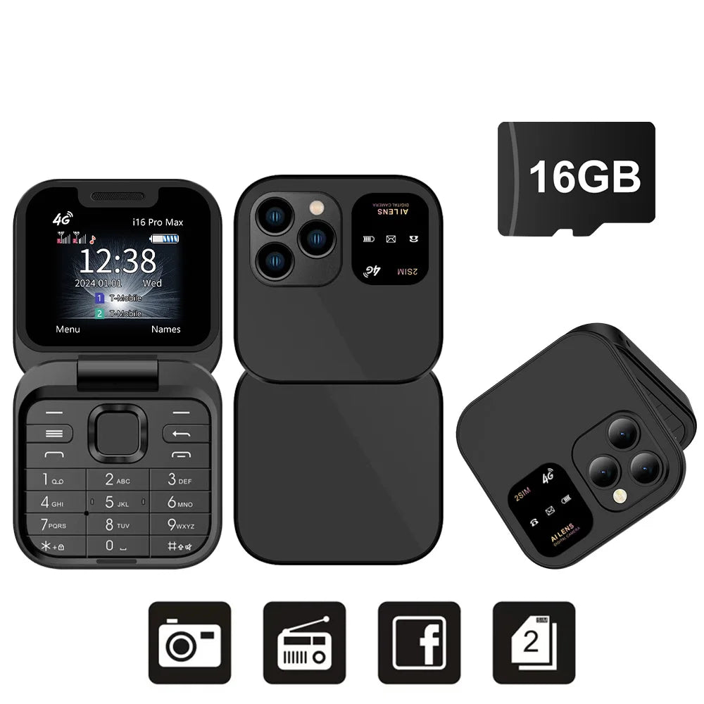 2025 NEW SERVO 4G LTE Cellular Folding Mobile Phone Dual SIM Card Speed Dial Magic Voice Call Recording Blacklist Flip Cellphone