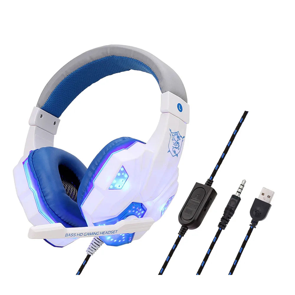 New Gaming Headphones Headset With LED Light Deep Bass Stereo Wired Gamer Earphone Mic for PS4 Xbox PC Laptop Phone One Switch