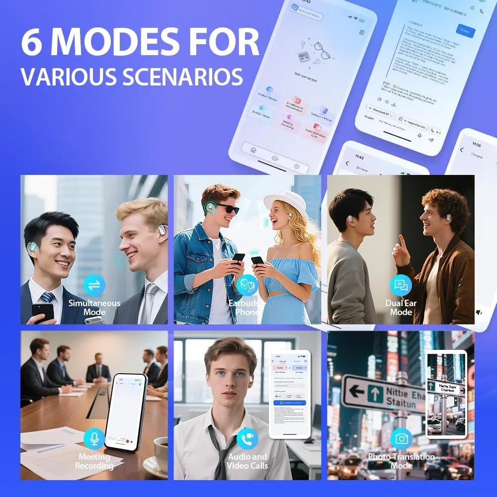 UYUXIO AI Translating Earbuds Real Time with 144 Languages Translation Earphone with Touch LCD Screen OWS Headphone Ear Buds