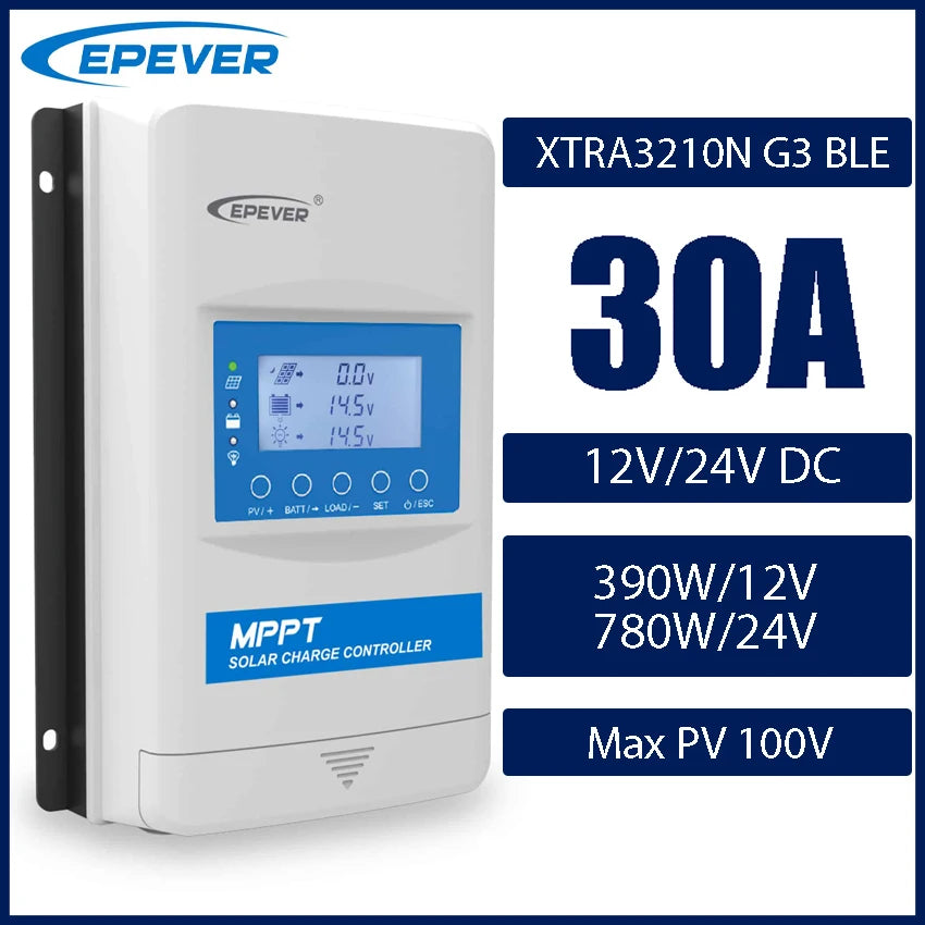 EPEVER 10/20/30/40A MPPT Solar Controller Built In Bluetooth 12V 24V 48V XTRANG3BLE 60/100/150V PV Panel Can Lithium/No Battery