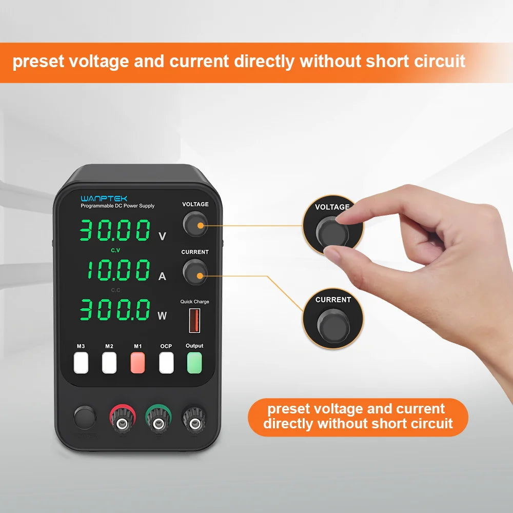 Wanptek DC Lab Power Supply 30V 60V 120V Adjustable Voltage Regulator Preset Voltage Current Dual Input Voltage 220V/110V