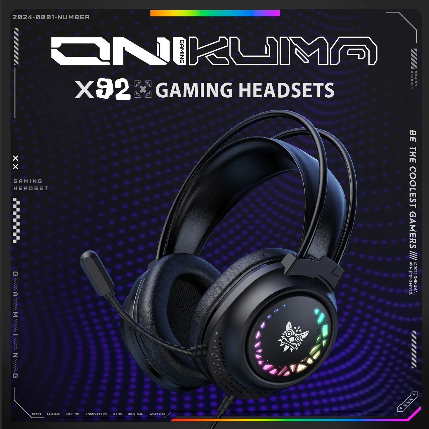 ONIKUMA X92 Gaming Headset Esports Package New FULL RGB Light Design Headphones with Mic Headphone for PC Gamer Game Accessories