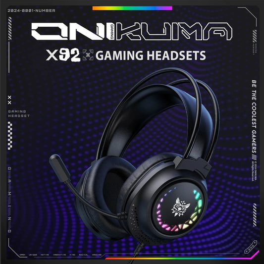 ONIKUMA X92 Gaming Headset Esports Package New FULL RGB Light Design Headphones with Mic Headphone for PC Gamer Game Accessories