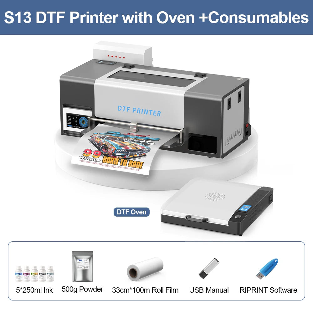 A3 DTF Printer with Powder Shaker 13Inch Direct to Film Printer for Epson XP600 T-Shirt Printing Machine DTF Printer for Clothes