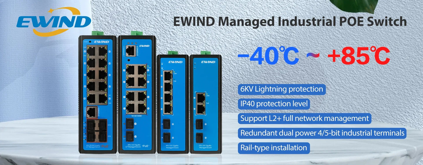EWIND Gigabit POE Switch 16/48 Ports 10/100/1000Mbps Full Gigabit Ethernet Switch Unmanagement AI Smart Switch outdoor home NVR