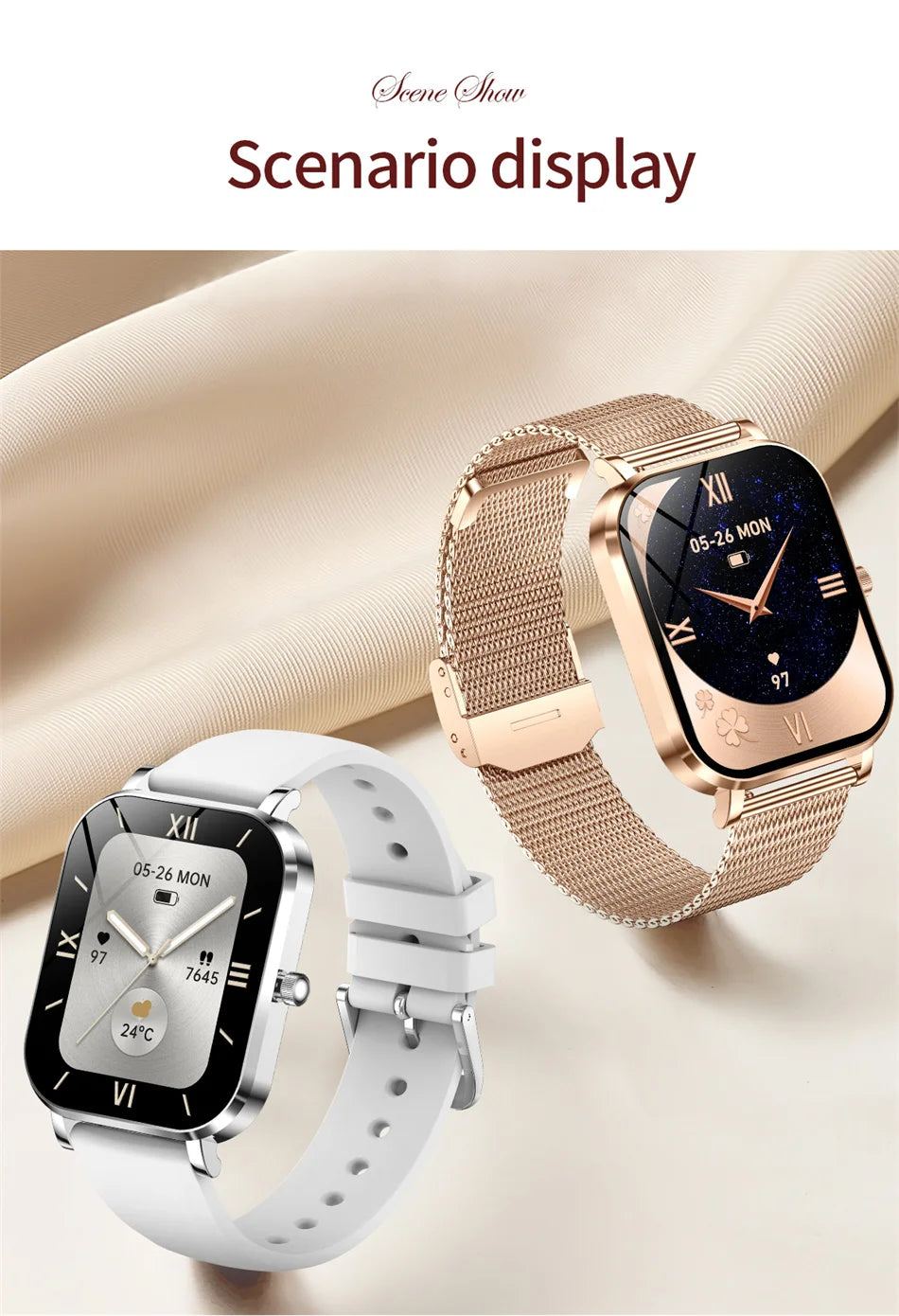 Xiaomi Fashion Women Smartwatch AMOLED HD Screen Heart Rate Blood Oxygen Monitoring BT Call Sports Smartwatch Woman