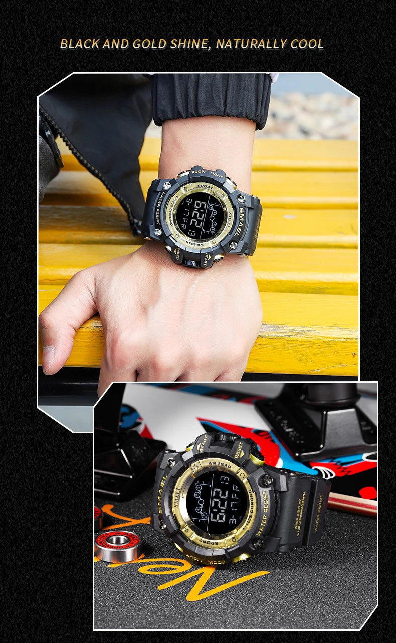 SMAEL Digital Watches Sports for Men 50m Waterproof LED Watches 8082 Men;s Wristwatches Digital  Clock Mens Sport Watches